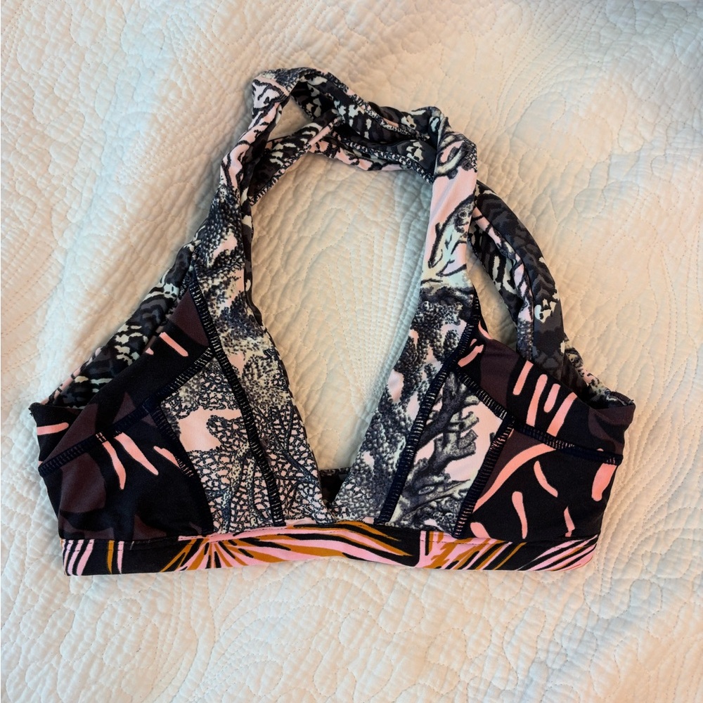 Maaji Pink and Black Bikini Top